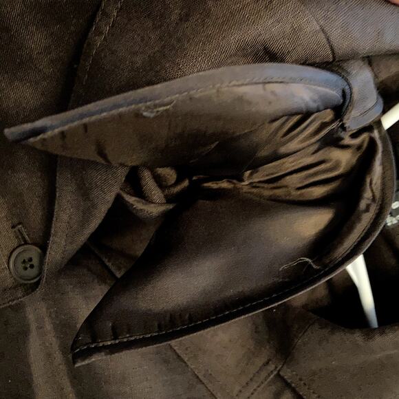 Vintage Ellen Tracy 100% Linen Button Up 80s Short Sleeve Blouse Collar Brown 8 - Picture 2 of 6